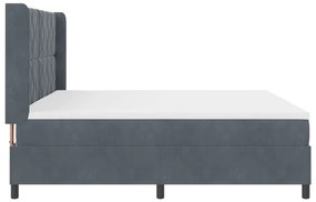 Boxspring ágy matraccal és LED világítással sötétszürke 200x200 cm bársony