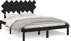 vidaXL fekete tömör fa ágykeret 140 x 190 cm