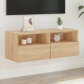 sonoma tölgy színű szerelt fa fali TV-szekrény 80 x 30 x 30 cm