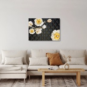 Fehér rózsa virágok képe (üvegen) (70x50 cm)