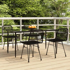 5 részes fekete polyrattan kerti étkezőgarnitúra