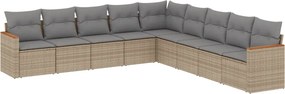 vidaXL 9 részes bézs polyrattan kerti ülőgarnitúra párnákkal