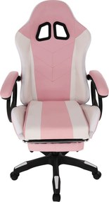 Irodai/gamer szék RGB LED világítással, rózsaszín/fehér, JOVELA