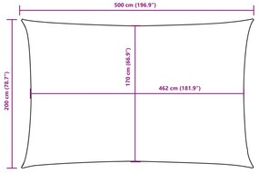 terrakotta téglalap alakú oxford-szövet napvitorla 2 x 5 m