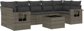 vidaXL 8 részes szürke polyrattan kerti ülőgarnitúra párnákkal