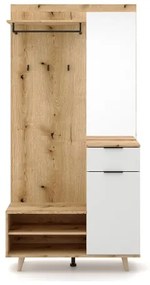 SVEN előszobafal tükörrel, barna/fehér