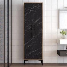 Tároló szekrény Berlin A - Walnut, Black Marble