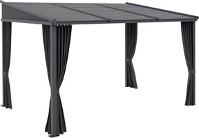 Outsunny Pergola, 3.65 x 2.55 m Pavilon, Teraszkábel Kivehető Tetővel, Kertipergola Függönyökkel, Kerthez és Udvarhoz, Alumínium + Fém, Sötétszürke |