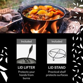 Klarstein Galloway, öntöttvas edény, 7.6 barbecue edény, öntöttvas, hőkezelt, L/7,2 l méret