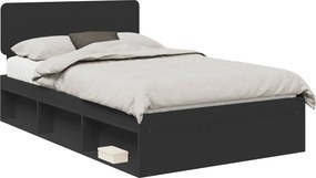 vidaXL Ágykeret fejtámlával Fekete 120 x 200 cm Tömör fenyőfa