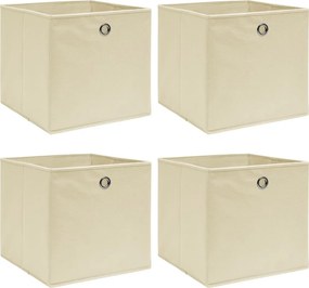 vidaXL 4 db krémszínű szövet tárolódoboz 32 x 32 x 32 cm