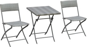 Outsunny Polirattan Kertbútor Készlet, Kültéri Erkély Bútor Két Személyre, 3 Részes Ülőgarnitúra, 2 Szék, Asztal, Időjárásálló Kert Lounge, Kertbe, Te