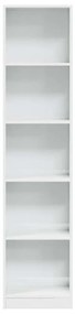 magasfényű fehér szerelt fa könyvespolc 40 x 24 x 176 cm