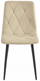 Világosbézs bársony étkezőszék LIBRA fekete lábakkal