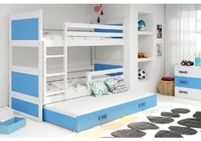 Gyerek emeletes ágy kihúzható ággyal RICO 160x80 cm Kék Fehér