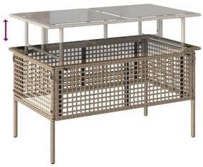 4 részes bézs polyrattan üveg kerti ülőgarnitúra párnákkal
