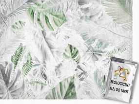 Fotótapéta Flizelina Trópusi Levelek Zöld Beton Vintage 250x175 ragasztó