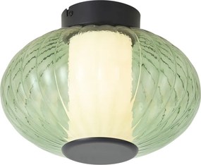 Design mennyezeti lámpa fekete 28 cm zöld üveggel, LED-del, 3 lépésben szabályozható - Margherite