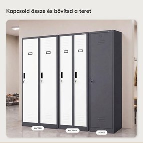 Kétrekeszes dolgozói öltözőszekrény antracit-fehér: KACPER II, 600 x 1800 x 500 mm