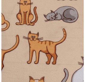 Mikroplüss lepedő COLORED CATS 90x200 cm krémszínű