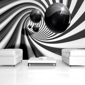 Fotótapéta - 3D fekete-fehér alagút (152,5x104 cm)