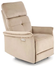 SEMIR bézs karosszék elektromos dönthető funkcióval / USB csatlakozóval