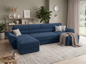 U alakú kihúzható kanapé TAVERO 321x140 cm, sötétkék