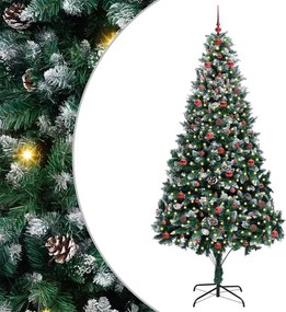 vidaXL Mű karácsonyfa 300 LED-del Zöld 240 cm PVC és Acél és Műanyag
