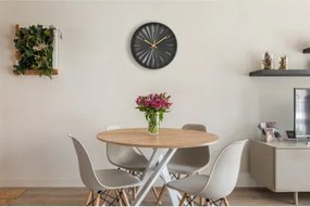 Globo B992533 Fali óra, fekete műanyag, arany színű üveglap, ø: 305 mm, M: 305 mm, elem nélkül