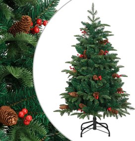 vidaXL csuklópántos műkarácsonyfa tobozokkal és bogyókkal 150 cm