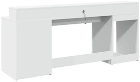 fehér szerelt fa íróasztal LED-világítással 200 x 55 x 91 cm