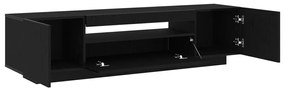 TV szekrény LED fényekkel, fekete tölgy, 160x35x40 cm, műgyanta