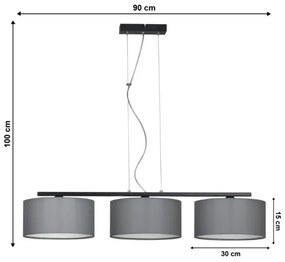 Csillár zsinóron ASTRA 3xE27/60W/230V szürke