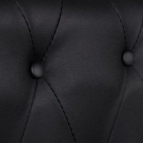 2 személyes fekete műbőr Chesterfield kanapé