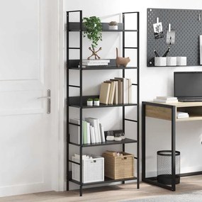 vidaXL 5 szintes fekete szerelt fa könyvespolc 60 x 27,6 x 158,5 cm