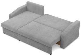 Zeus sarokkanapé, 2 ágyneműtartóval, döntött kartámasz, kordbársony, univerzális oldal, hab töltet, szürke