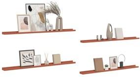 vidaXL Falpolc polcokkal tárolóval 4 pcs Piros 115 x 9 x 3 cm Faanyag