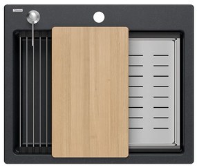 gránit mosogató KURT 110 WORKSTATION Black Dotted