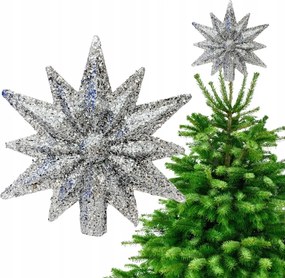 Ezüst Csillag Karácsonyfadísz Csillogó Csillag Karácsonyfadísz 17 cm