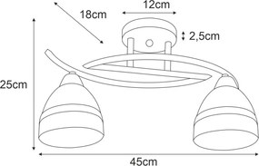 KAJA K-JSL-6572/2 AB COLAR Bronz Színű Mennyezeti Lámpa 2xE14 10W IP20