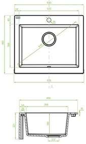 Laveo Komodo, 1 kamrás gránit mosogató 635x490x221 mm, fehér, LAV-SBK_610T