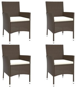 4 db barna polyrattan kerti szék párnákkal (csak Egyesült Királyság/Írország/FI/NO)