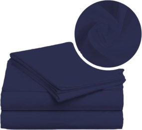 Lapos lepedő 220x200 cm, hagyományos, gumírozás nélküli pamut lepedő, sötétkék