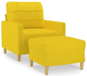 világossárga szövet kanapéfotel lábtartóval 60 cm