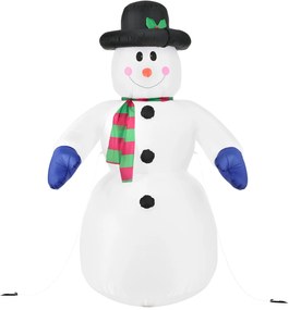 XXL Hóember beépített fúvórendszerrel, 20 LED diódával, 6 cövekkel és 3 kötéllel - fehér