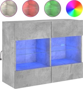 vidaXL betonszürke falra szerelhető TV-szekrény LED-del 78,5x30x60,5cm