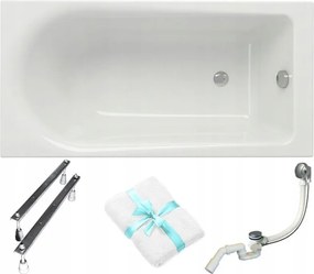 Flavia téglalap alakú akril kád 140x70 szifon láb törölköző