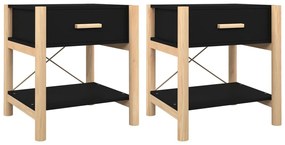2 db fekete szerelt fa ágy melletti asztal 42 x 38 x 45 cm