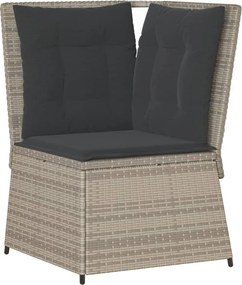 vidaXL világosszürke polyrattan kerti sarokkanapé párnával