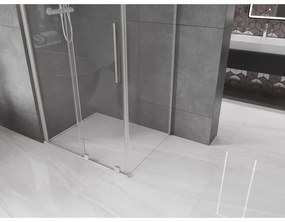 Mexen Velar, zuhanykabin tolóajtóval 140 x 90 cm, 8 mm átlátszó üveg, csiszolt acél, 871-140-090-01-97